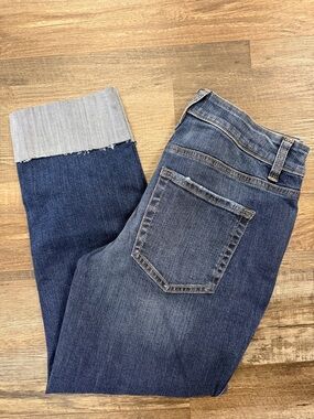 M Jeans by Maurices Denim Straight Crop Cuffed Mid Rise Blue Jeans Pant Size 4